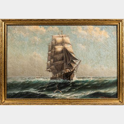Theodore Victor Carl Valenkamph (Swedish/American, 1868-1924) Sailing the High Seas