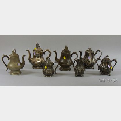 Seven Pieces of Victorian Silver Plated and Britannia Tea Ware