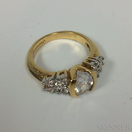 Gold-plated and Synthetic Stone Costume Ring