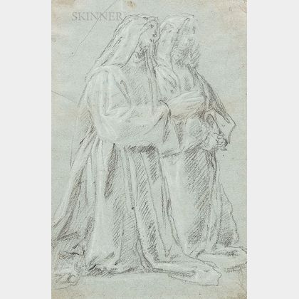 French School, 17th Century Two Nuns Kneeling in Prayer.