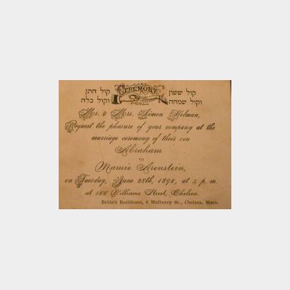 (American-Judaica) Six Social Invitations and Business Cards