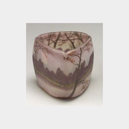 Legras Tri-corner Art Glass Vase