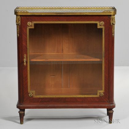 Louis XVI-style Marble-top Vitrine Cabinet