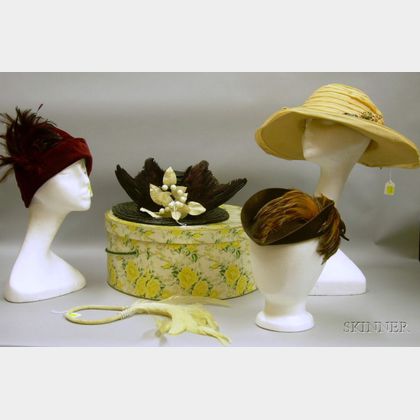 Group of Vintage Hats and Hair Ornaments