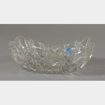 Colorless Oblong Cut Glass Bowl