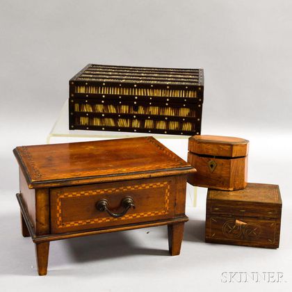 Quill Box and Three Inlaid Boxes