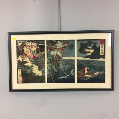 Funinao Kezori Woodblock Triptych