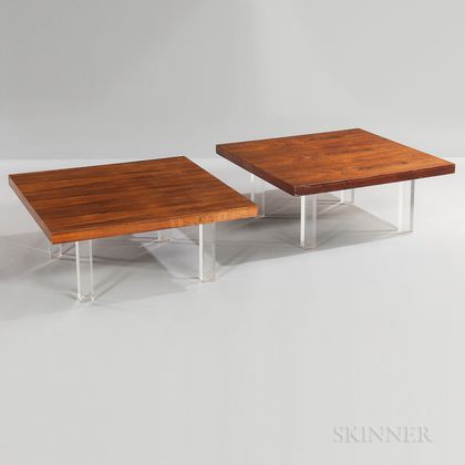 Two Milo Baughman for Thayer Coggin Rosewood Coffee Tables