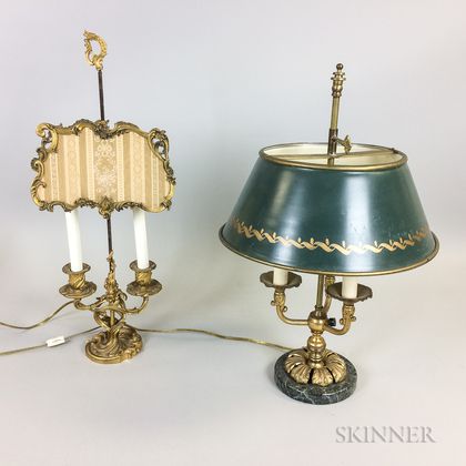 Two French-style Brass Lamps
