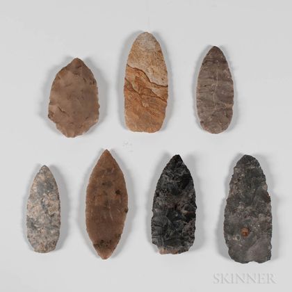 Seven Prehistoric Points and Cutting Tools