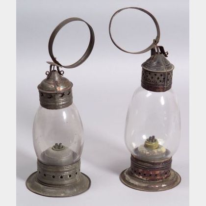 Two Tin and Glass Lanterns