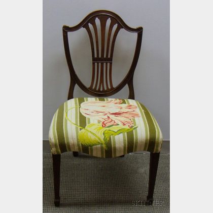 Federal-style Needlepoint Upholstered Carved Mahogany Shield-back Side Chair. 