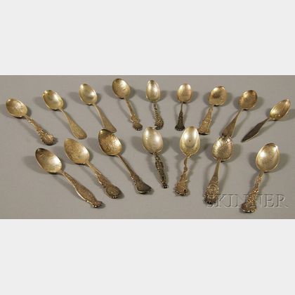 Sixteen Assorted American Sterling Silver Mostly Souvenir Spoons