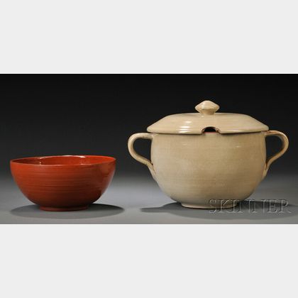 Edwin and Mary Scheier Redware Tureen and Bowl
