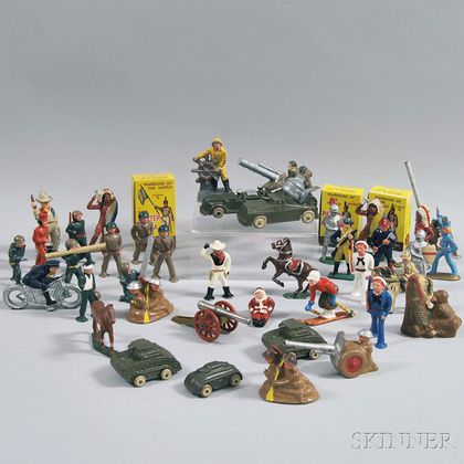 Approximately 100 Assorted Painted Hollow Cast Lead and Cast Iron Figures and Figural Groups