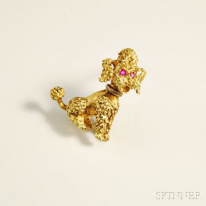 18kt Yellow Gold Poodle Brooch