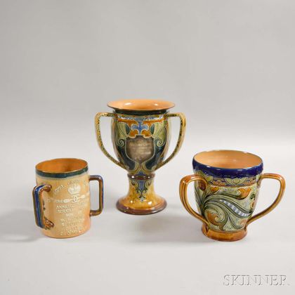 Three Doulton Stoneware and Ceramic Presentation Loving Cups