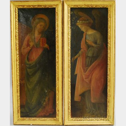 Continental School, 19th Century Lot of Two Religious Images: The Angel Gabriel