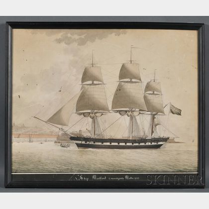 Nicholas S. (Nicola) Cammillieri (France and Malta, Italy, 1762-1860) Ship Maitland comming [sic ] into Malta 1835.