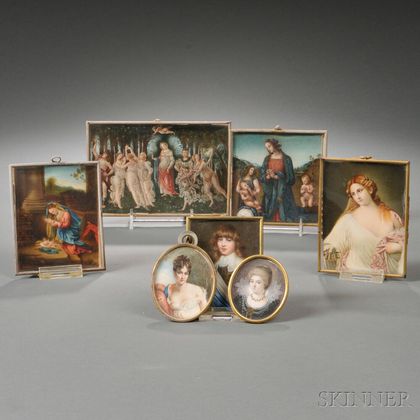 Seven Miniature Paintings on Ivory