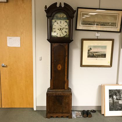 Scottish Inlaid Oak Longcase Clock