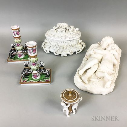 Five Continental Porcelain Items