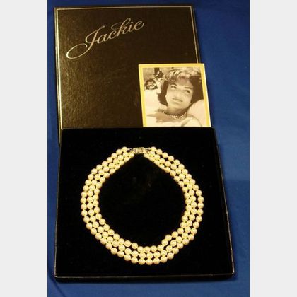 Jackie Onassis Franklin Mint Collectible Three-Strand Faux Pearl Necklace