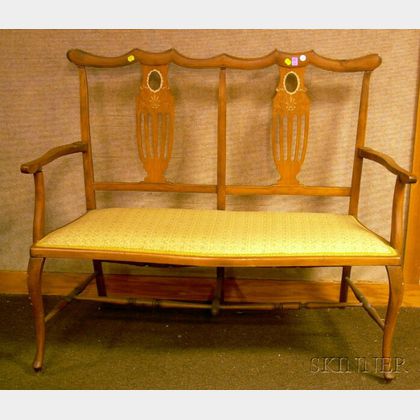 Continental Upholstered Paint-decorated Double Chair-back Settee. 