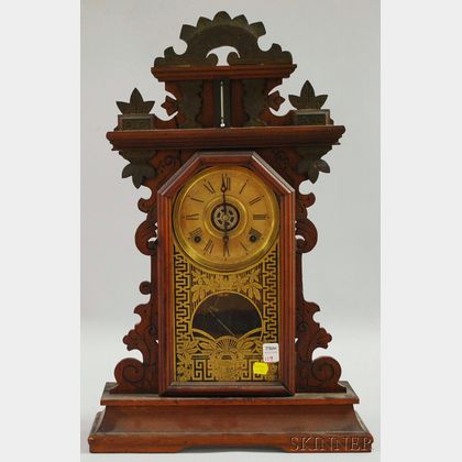 E. Ingraham Walnut "Pansy" Shelf Clock