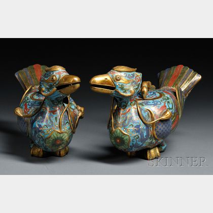 Pair of Cloisonne Covered Vessels