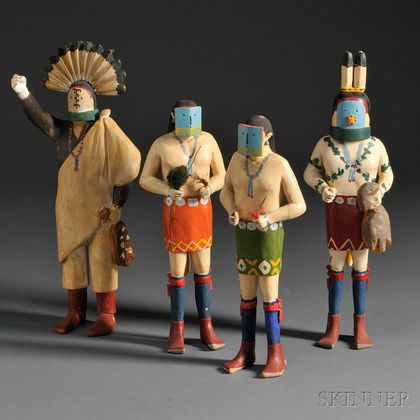 Four Navajo Carved Yeibichai Figures