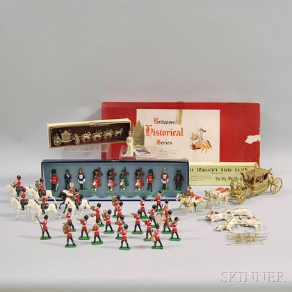 Seven Assorted Britains Ltd. Painted Lead British Royalty and Military Figures and Figural Groups