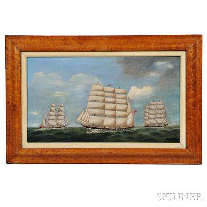 British School, 19th Century Three Ships Under Full Sail