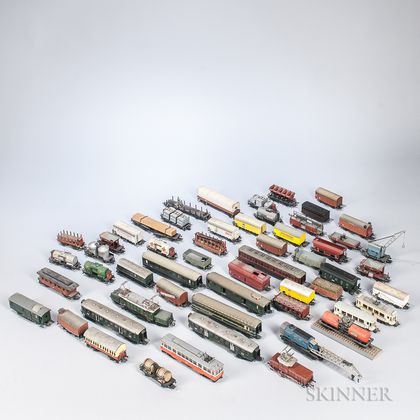 Approximately Fifty-six Marklin HO Scale Locomotives and Train Cars. Estimate $300-500