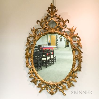 Georgian-style Oval Gilt-framed Mirror