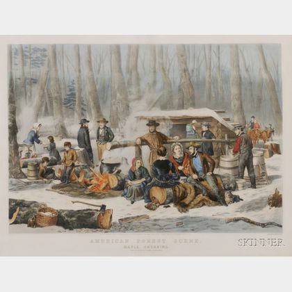 Nathaniel Currier, publisher (American, 1813-1888) American Forest Scene. Maple Sugaring.