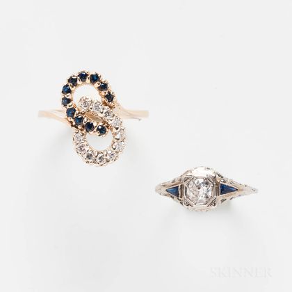 Two Diamond and Sapphire Rings