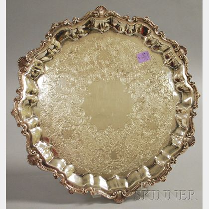Round Silver Plated Footed Tray