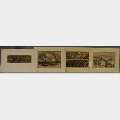 Seven Harper's Weekly Pages with Woodcut Civil War Illustrations