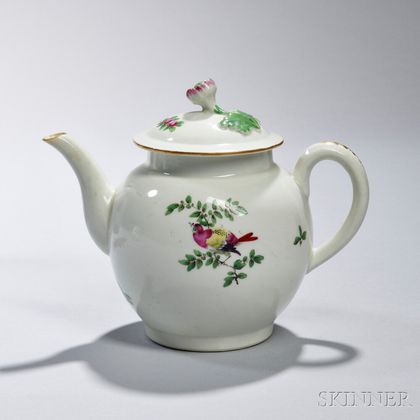 First Period Worcester Porcelain Teapot and Cover