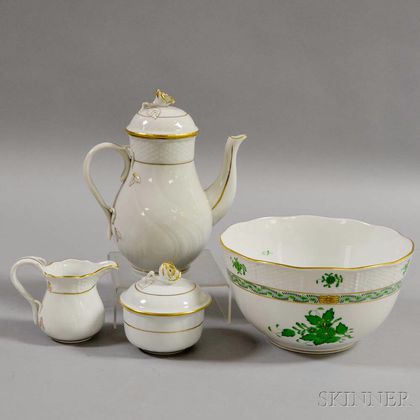 Herend Porcelain Sugar, Creamer, Teapot, and Bowl