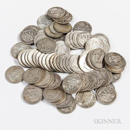 Sixty-one Walking Liberty, Franklin, and Kennedy Half Dollars