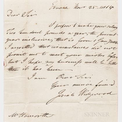 Josiah Wedgwood II Letter Dated 1814
