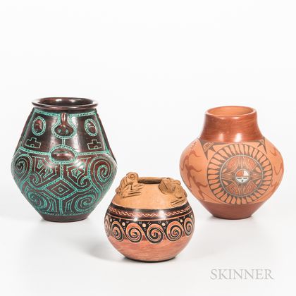 Three Southwest-style Pottery Vases