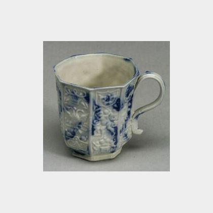 Staffordshire White Saltglaze Stoneware Blue Sponged Coffee Can