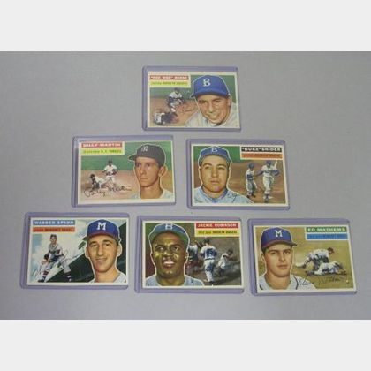 Six 1956 Topps Baseball Cards