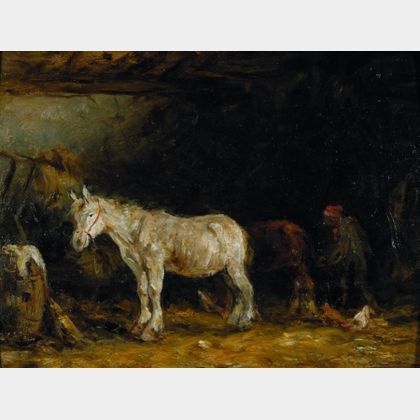 Constant Troyon (French, 1810-1865) In the Stable