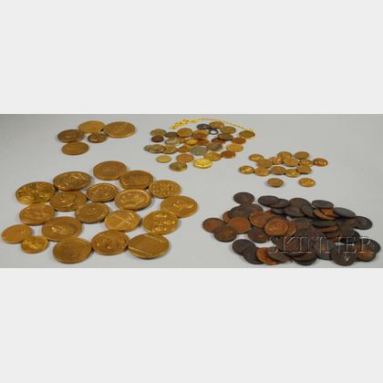 Approximately 127 Assorted Bronze and Metal Medals and Tokens