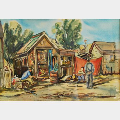 Three Framed Marguerite Elliott Peaslee (American, 1901-1961) Watercolors. Estimate $200-300