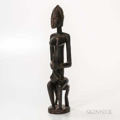 Dogon-style Carved Wood Seated Female Figure
